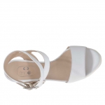 Sandale pour femmes avec double courroie en cuir blanc talon compensé 5 - Pointures disponibles:  42