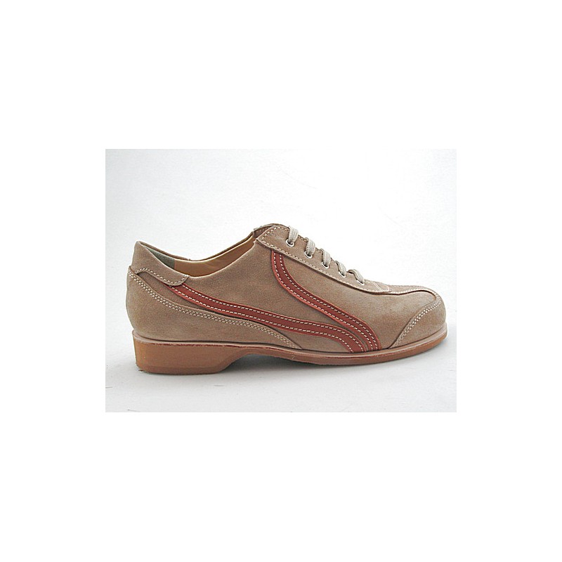 Chaussure à lacets pour hommes en daim beige et cuir brun - Pointures disponibles:  36, 49, 50