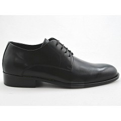 Chaussure derby élégant à lacets pour hommes en cuir lisse noir - Pointures disponibles:  50