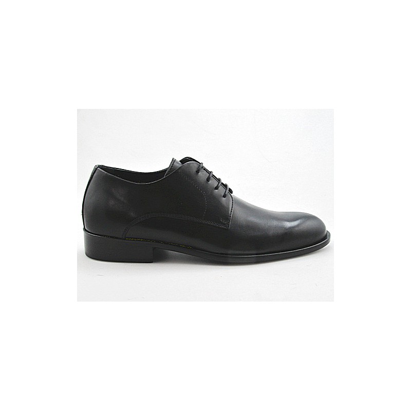 Chaussure derby élégant à lacets pour hommes en cuir lisse noir - Pointures disponibles:  50