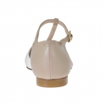 Scarpa aperta da donna con cinturino Charleston in pelle rosa cipria e beige e vernice bianca - Misure disponibili: 31