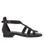 Scarpa aperta da donna con cerniera e cinturino in pelle nera - Misure disponibili: 32