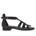 Scarpa aperta da donna con cerniera e cinturino in pelle nera