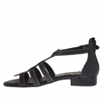 Scarpa aperta da donna con cerniera e cinturino in pelle nera - Misure disponibili: 32