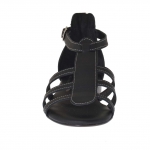Chaussure ouvert pour femmes avec fermeture éclair et courroie en cuir noir - Pointures disponibles:  32