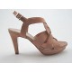 Platform sandal in beige nabuk leather