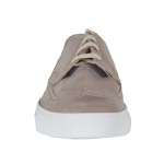 Chaussure sportive pour hommes avec lacets et bout golf en cuir antique taupe - Pointures disponibles:  46