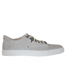 Scarpa da uomo stringata sportiva in pelle e tessuto grigio - Misure disponibili: 46
