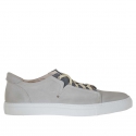 Chaussure sportif pour hommes avec lacets en cuir et tissu gris