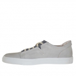 Scarpa da uomo stringata sportiva in pelle e tessuto grigio - Misure disponibili: 46