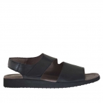 Sandalo da uomo con due fasce e velcro in pelle nera  - Misure disponibili: 46, 47, 48