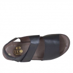 Sandalo da uomo con due fasce e velcro in pelle nera  - Misure disponibili: 46, 47, 48