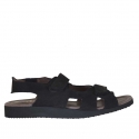 Sandalia para hombres con dos bandas velcro en nobuk negro