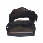 Men's sandal with two velcro bands in black nubuck - Available sizes:  46, 47