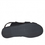 Men's sandal with two velcro bands in black nubuck - Available sizes:  46, 47
