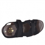 Men's sandal with two velcro bands in black nubuck - Available sizes:  46, 47