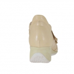 Scarpa sportiva da donna in pelle beige con velcro zeppa 5 - Misure disponibili: 42