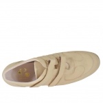 Zapato con cierres de velcro en piel beis cuña 5 - Tallas disponibles:  42