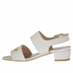 Woman's sandal with pierced golden studs in white leather heel 3 - Available sizes:  31