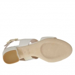Woman's sandal with pierced golden studs in white leather heel 3 - Available sizes:  31