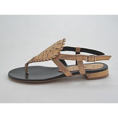 Flip flop sandal in golden leather heel 1 - Available sizes:  32