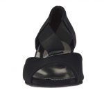 Zapato abierto para mujer con elastico y anillo metalico en tejido negro cuña 3 - Tallas disponibles:  31