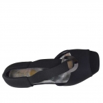 Escarpin ouvert pour femmes avec elastique et cercle métallique en tissu noir talon compensé 3 - Pointures disponibles:  31