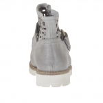 Bottines pour femmes avec boucle et fermeture éclair en cuir antique perforé gris - Pointures disponibles:  32
