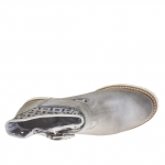 Stivaletto da donna forato con fibbia e cerniera in pelle vintage grigia - Misure disponibili: 32