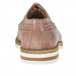 Scarpa derby stringata con decorazioni Brogue in pelle vintage cuoio - Misure disponibili: 46, 47, 50