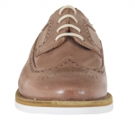 Scarpa derby stringata con decorazioni Brogue in pelle vintage cuoio - Misure disponibili: 46, 47, 50