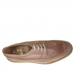 Scarpa derby stringata con decorazioni Brogue in pelle vintage cuoio - Misure disponibili: 46, 47, 50