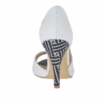 Scarpa aperta da donna in pelle bianca e camoscio stampato optical tacco 9 - Misure disponibili: 42