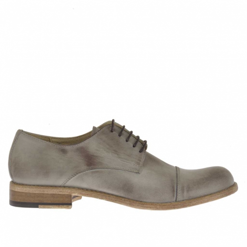 Eleganter Herrenschnürschuh mit Kappe aus taubengrauem Leder - Verfügbare Größen:  46, 47