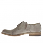 Scarpa stringata con puntale da uomo in pelle grigia tortora - Misure disponibili: 46, 47