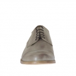 Chaussure élégant pour hommes avec lacets et bout droit en cuir gris tourterelle - Pointures disponibles:  46, 47