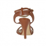 Sandale pour femmes avec courroies en cuir brun clair talon 9 - Pointures disponibles:  42