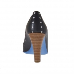 Escarpin à bout ouvert en cuir noir et blanc talon 8 - Pointures disponibles:  42