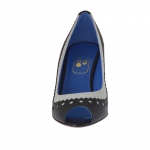 Escarpin à bout ouvert en cuir noir et blanc talon 8 - Pointures disponibles:  42