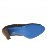 Scarpa aperta in punta in pelle bianca e nera tacco 8 - Misure disponibili: 42