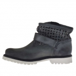 Stivaletto da donna con fibbia e cerniera in pelle forata nera - Misure disponibili: 32