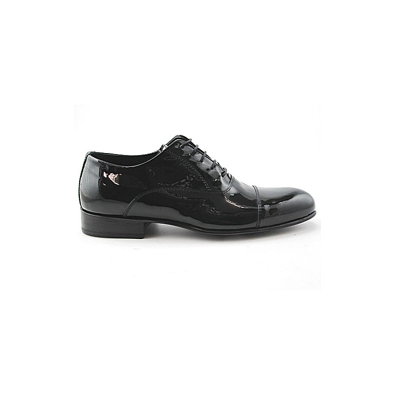 Zapato oxford con cordones y puntera para hombre en charol color negro - Tallas disponibles:  48, 49, 50, 51