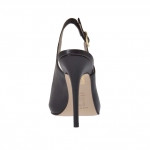 Woman's sandal in black leather with inner platform and heel 11 - Available sizes:  31