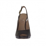 Woman's sandal in black leather with inner platform and heel 11 - Available sizes:  31
