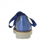 Scarpa da donna sportiva stringata con cerniera in vernice avio metallizzato e pelle blu zeppa 3 - Misure disponibili: 32