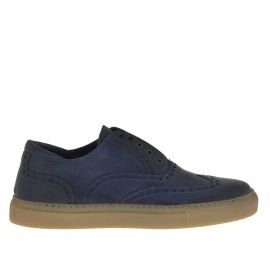 Scarpa sportiva da uomo in pelle blu con decorazioni a coda di rondine - Misure disponibili: 46