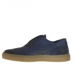 Scarpa sportiva da uomo in pelle blu con decorazioni a coda di rondine - Misure disponibili: 46