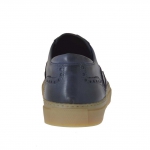 Scarpa sportiva da uomo in pelle blu con decorazioni a coda di rondine - Misure disponibili: 46