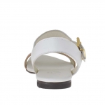 Woman's strap sandal in white, golden and pink viper printed leather - Available sizes:  32