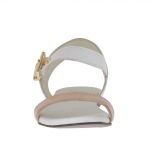 Woman's strap sandal in white, golden and pink viper printed leather - Available sizes:  32